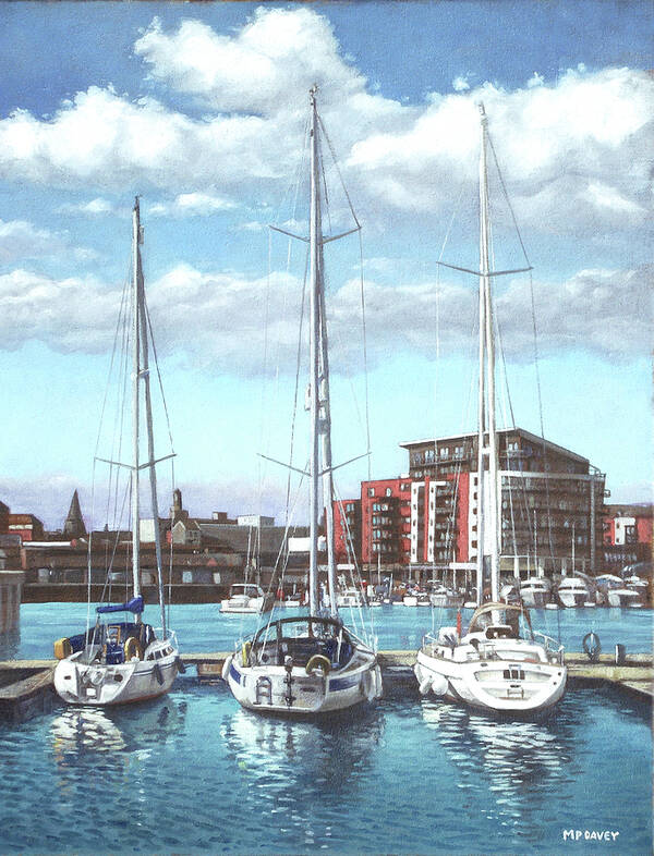 Southampton Poster featuring the painting Southampton Ocean Village marina by Martin Davey
