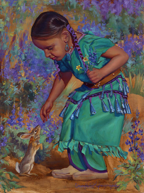 Native American Poster featuring the painting Special Encounter by Christine Lytwynczuk