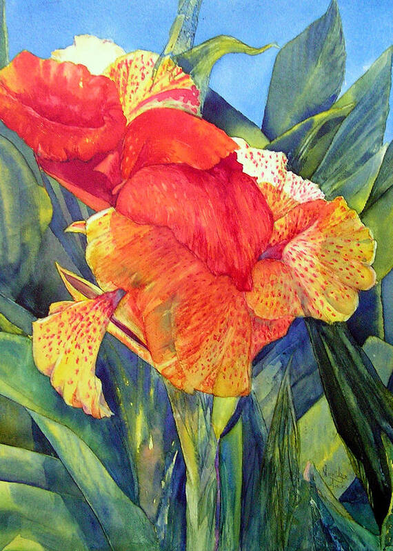 Canna Lilly Poster featuring the painting Speckled Canna by Annika Farmer