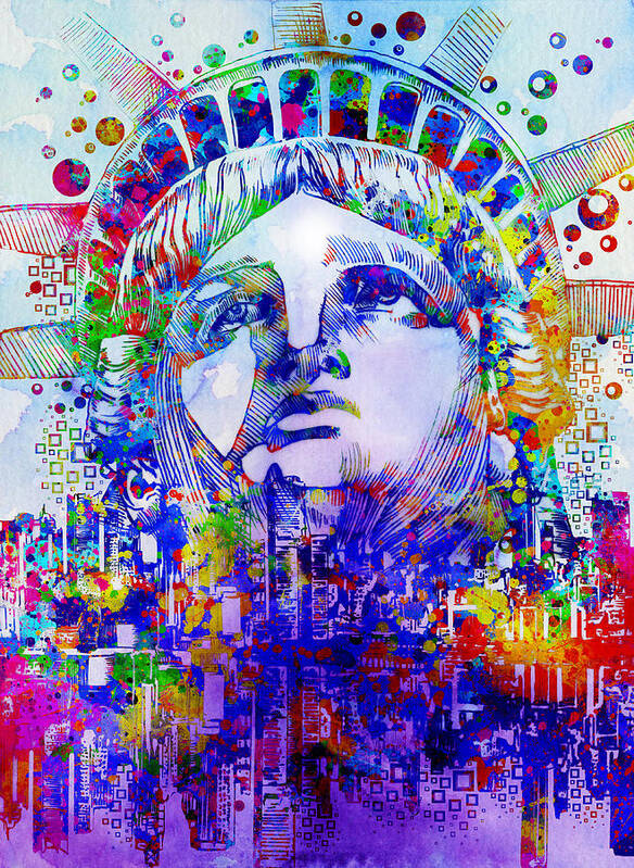 New York Poster featuring the painting Spirit Of The City 2 by Bekim M