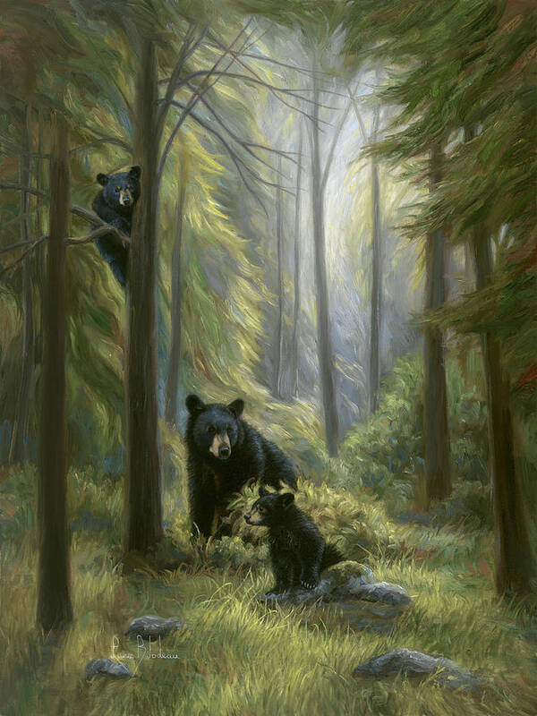 Bear Poster featuring the painting Spirits of the Forest by Lucie Bilodeau