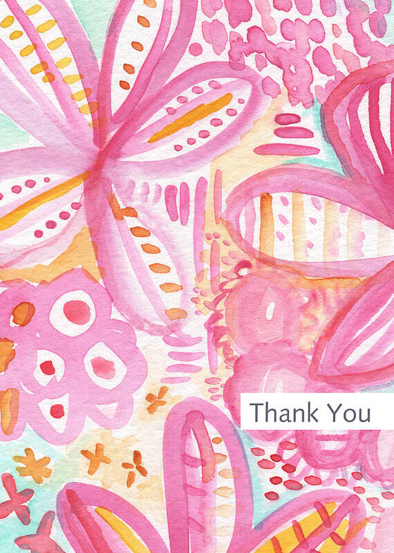 Thank You Card Poster featuring the painting Spring Flowers Thank You Card by Linda Woods