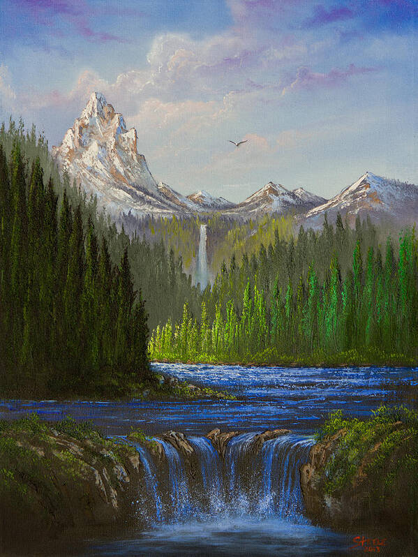 Landscape Poster featuring the painting Spring In The Rockies by Chris Steele