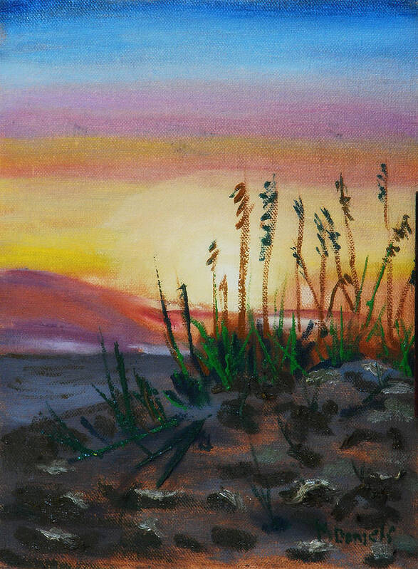 Beach Poster featuring the painting Beach at Sunrise by Michael Daniels