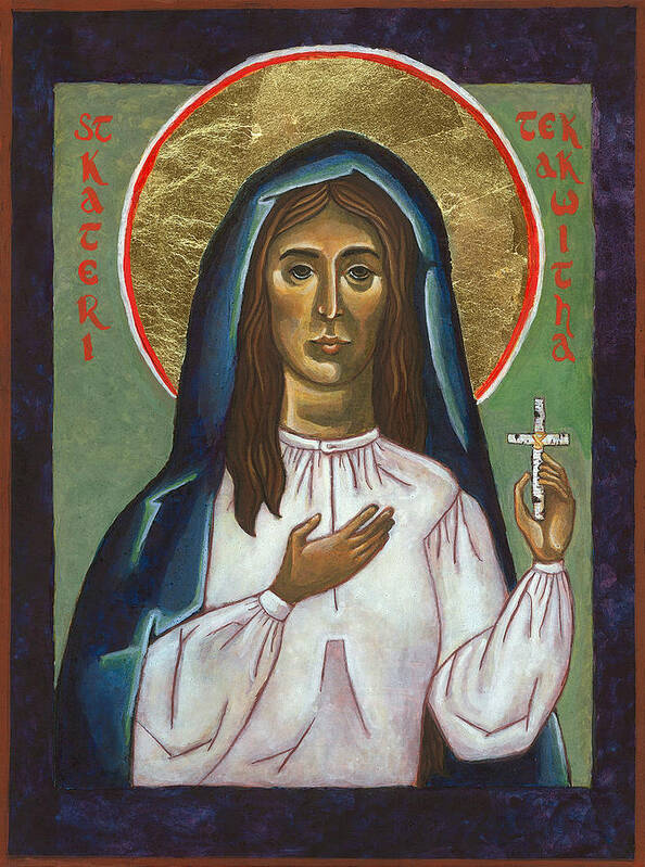 St Kateri Poster featuring the painting St Kateri Tekakwitha by Jennifer Richard-Morrow