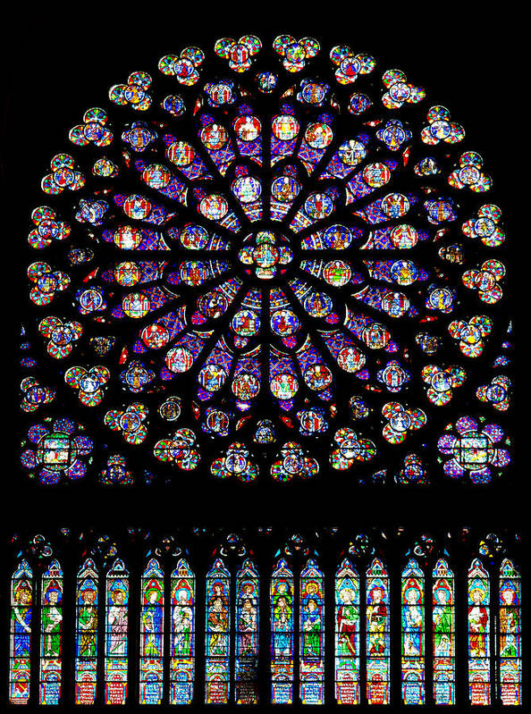 Stained Poster featuring the photograph Stained Glass at Notre Dame by Pablo Lopez