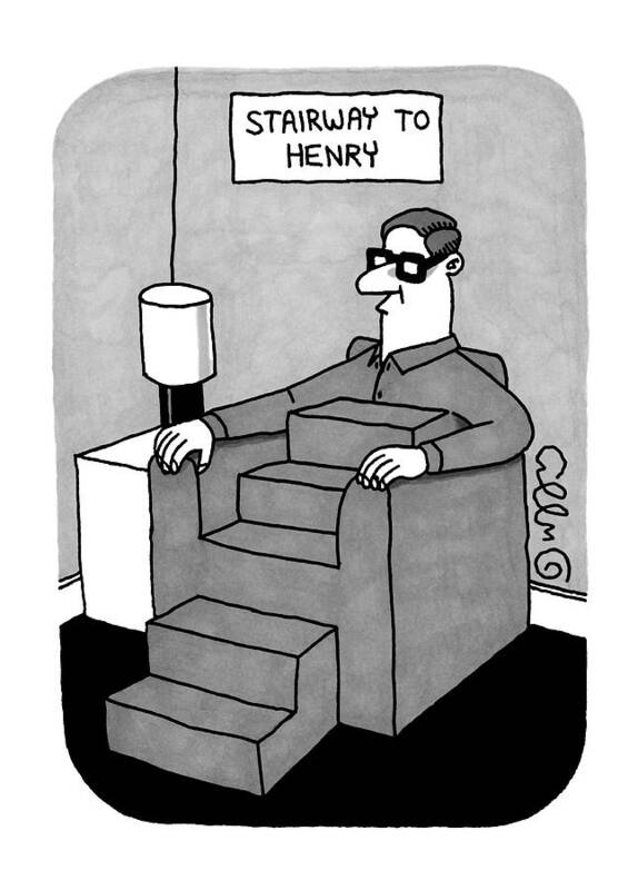 Captionless Stairway To Heaven Poster featuring the drawing Stairway To Henry -- A Man Sitting In A Sofa by J.C. Duffy