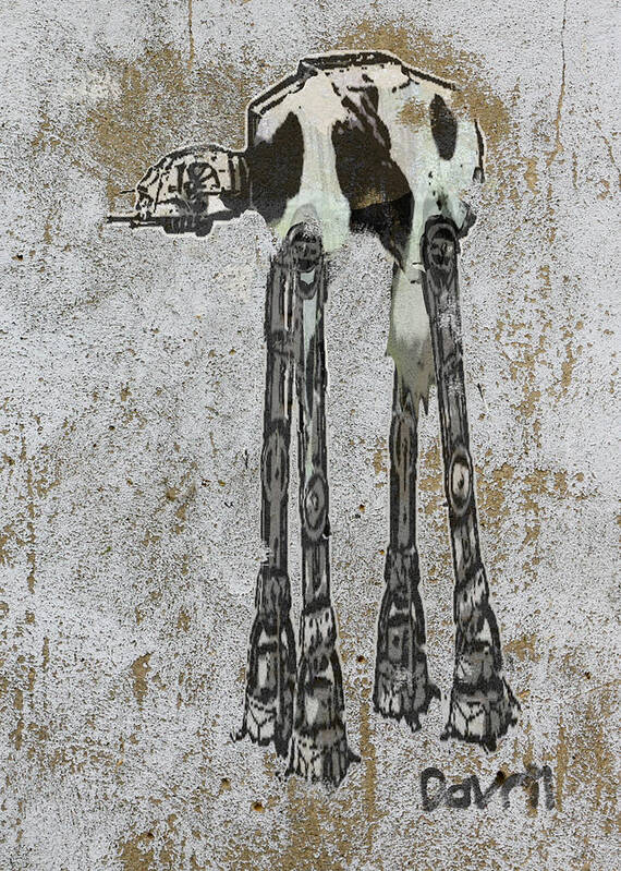 Grunge Poster featuring the digital art Star Wars At-At Cow Graffiti by No Alphabet