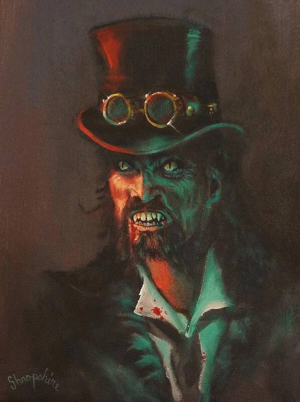  Cyberpunk Poster featuring the painting Steampunk Vampire by Tom Shropshire