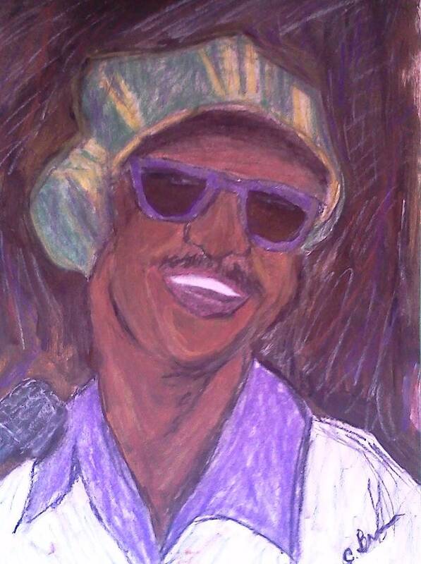 Stevie Wonder Poster featuring the drawing Stevie Wonder 2 by Christy Saunders Church