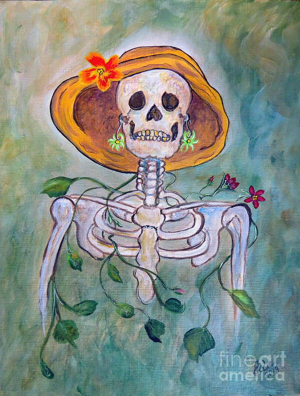 Skull Poster featuring the painting Still Waiting for Mr. Right by Ella Kaye Dickey