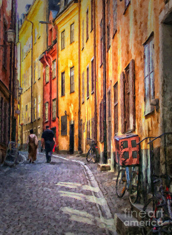 Digital Poster featuring the painting Stockholm Gamla Stan Painting by Antony McAulay
