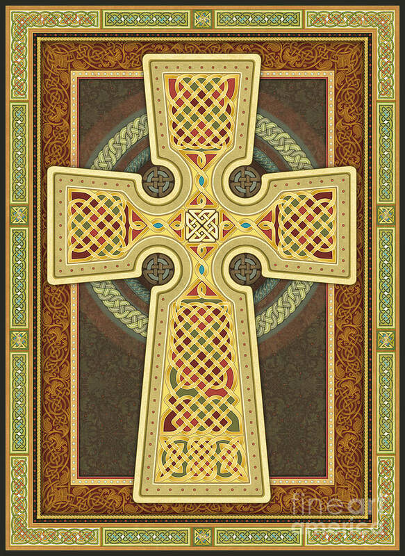 Celtic Cross Poster featuring the digital art Stylized Celtic Cross by Randy Wollenmann