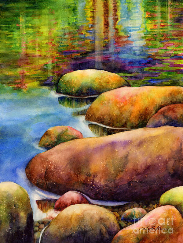 Rocks Poster featuring the painting Summer Tranquility by Hailey E Herrera