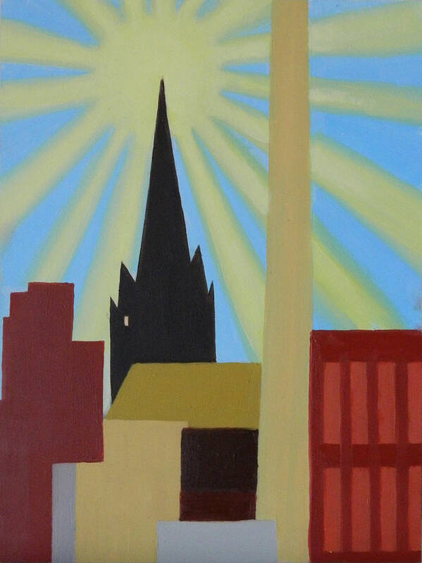Greenpoint Poster featuring the painting Sun Over Greenpoint by Ron Erickson