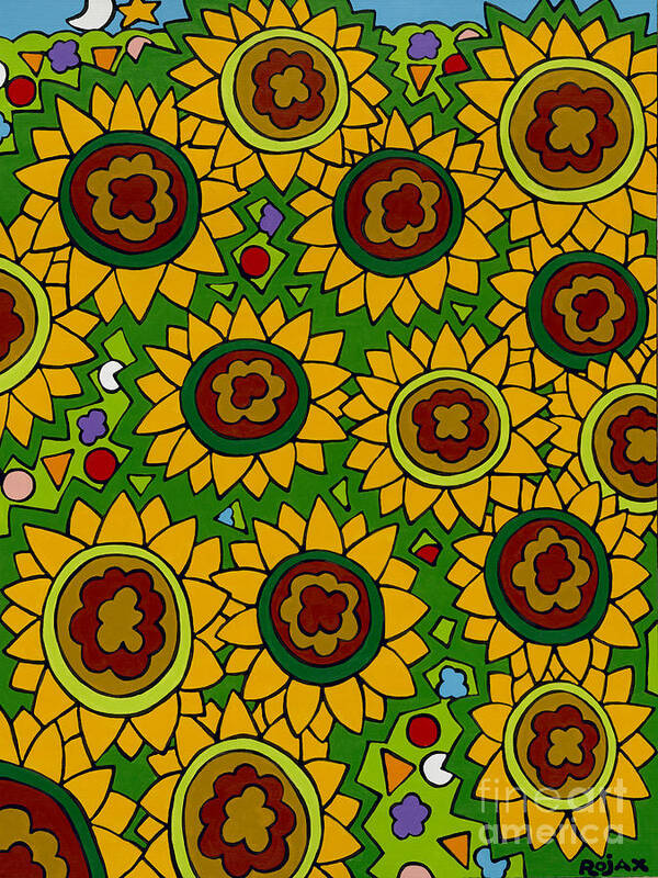 Sunflowers Poster featuring the painting Sunflowers 2 by Rojax Art
