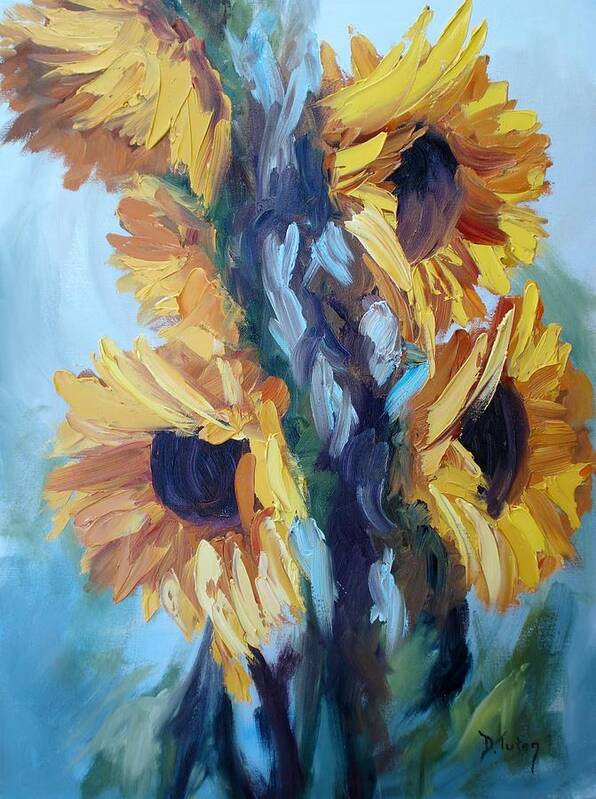 Sunflowers Poster featuring the painting Sunflowers II by Donna Tuten