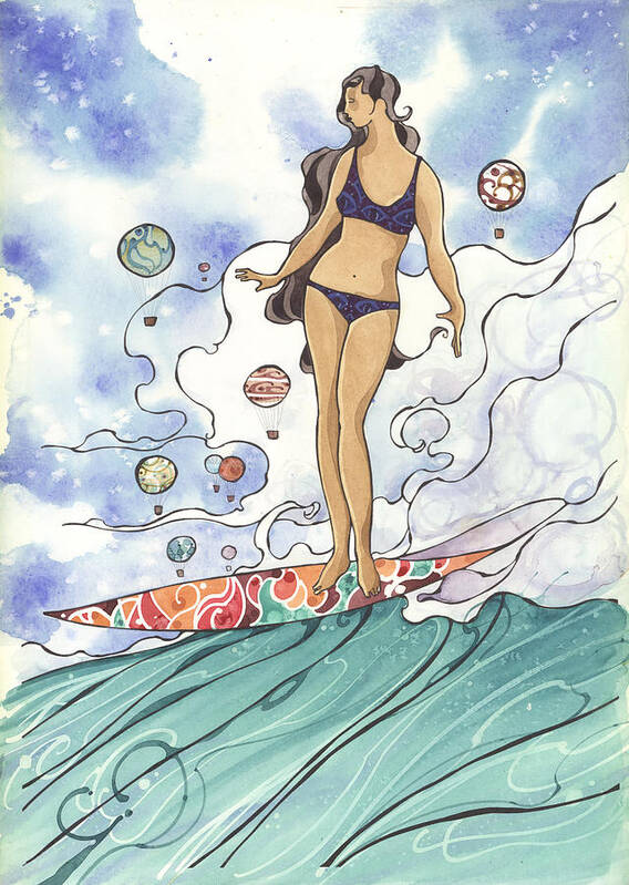 Harry Daily Poster featuring the painting Surfer Chic by Harry Holiday