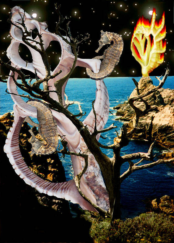 Shell Poster featuring the digital art Surrealist Seascape by Lisa Yount