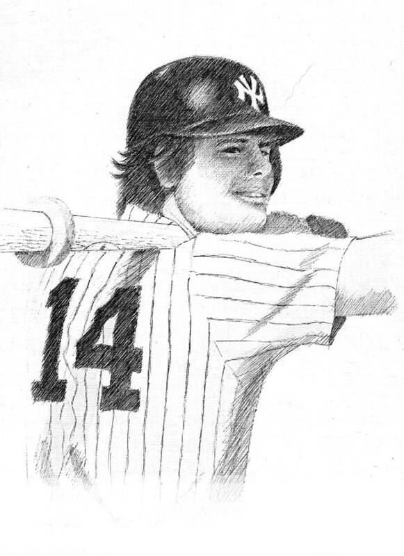 Yankee Player Poster featuring the drawing Sweet Lou by Al Intindola