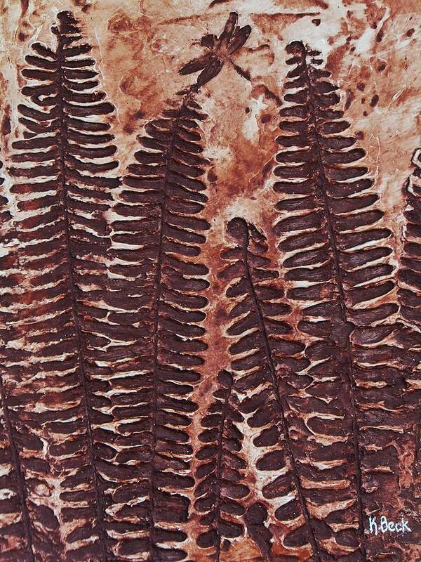 Print Poster featuring the painting Sword Fern Fossil by Katherine Young-Beck