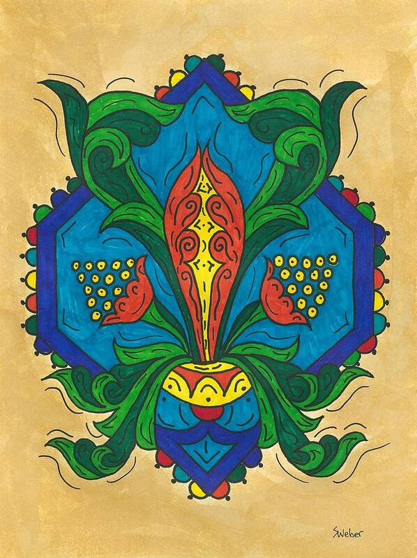 Flower Poster featuring the painting Talavera Flora by Susie WEBER