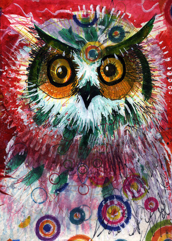 Owl Poster featuring the painting Target by Laurel Bahe