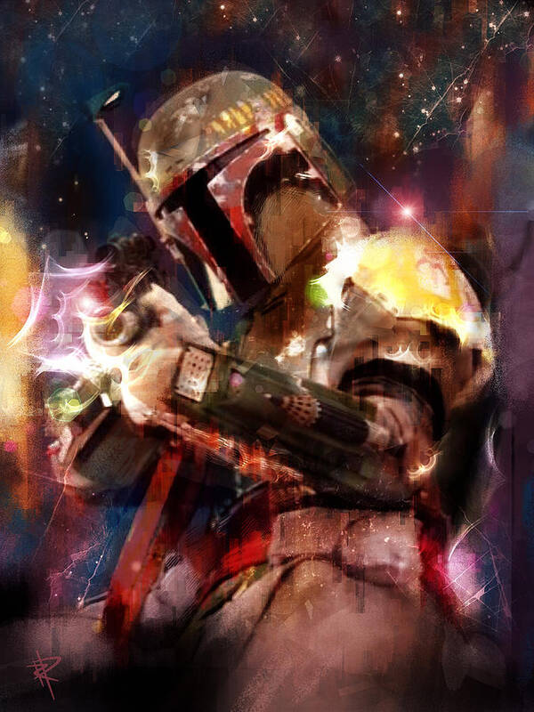 Boba Fett Poster featuring the mixed media The Bad Guy by Russell Pierce