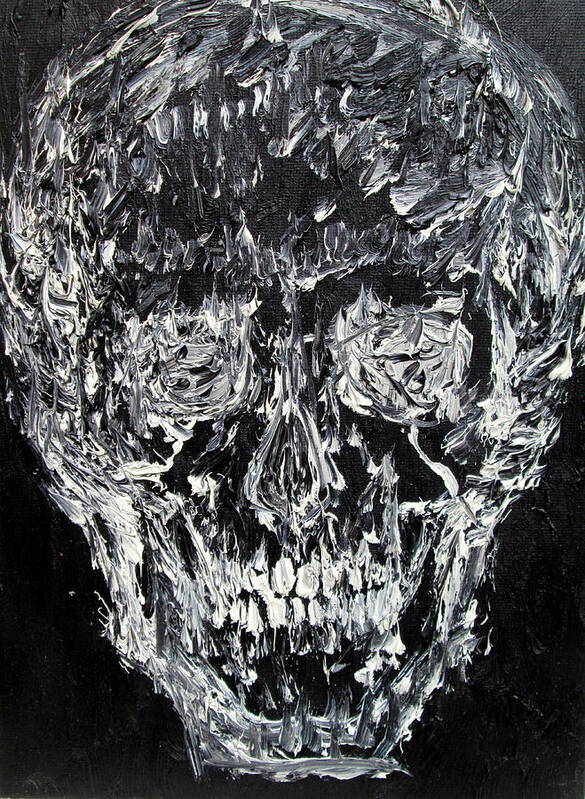 Skull Poster featuring the painting THE BLACK SKULL - oil portrait by Fabrizio Cassetta