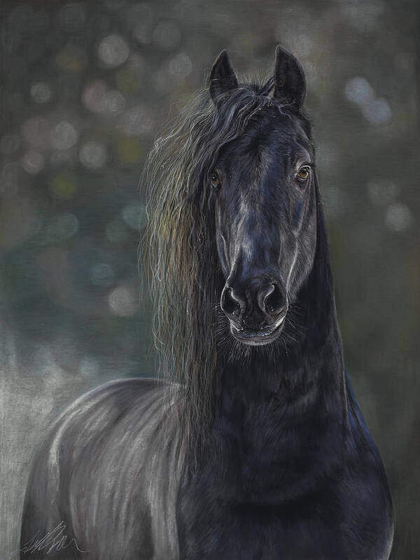 Black Horse Poster featuring the painting The Blue Horse by Terry Kirkland Cook