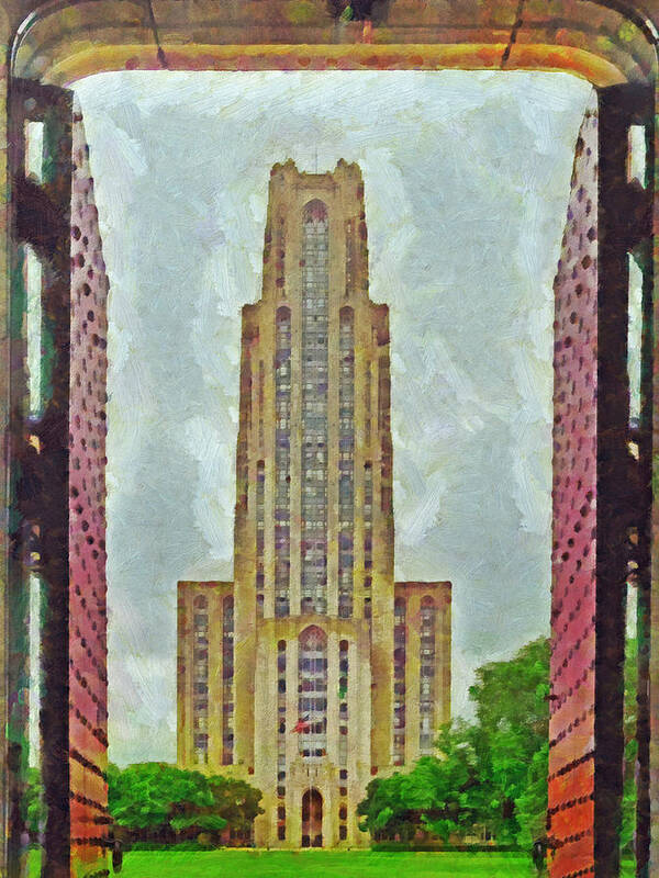 Building Poster featuring the digital art The Cathedral of Learning 2 by Digital Photographic Arts