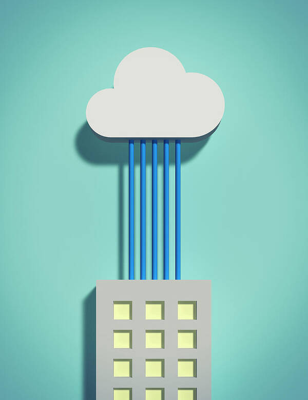 Accessibility Poster featuring the digital art The Cloud Network And Office Building by Yagi Studio
