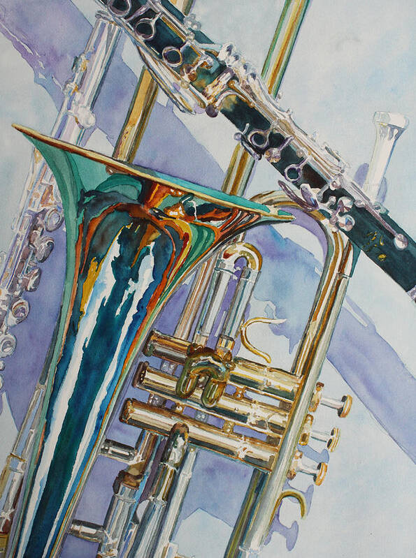 Trombones Poster featuring the painting The Color of Music by Jenny Armitage