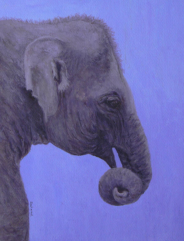 Elephant Poster featuring the painting The Curled Trunk by Margaret Saheed