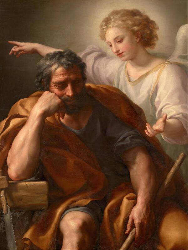 Anton Raphael Mengs Poster featuring the painting The Dream of St Joseph by Anton Raphael Mengs