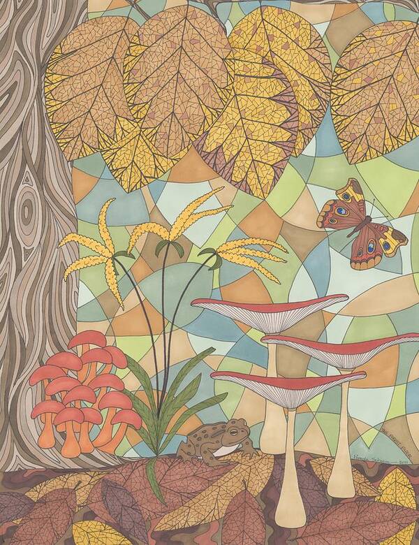 Fall Poster featuring the drawing The Forest Floor by Pamela Schiermeyer