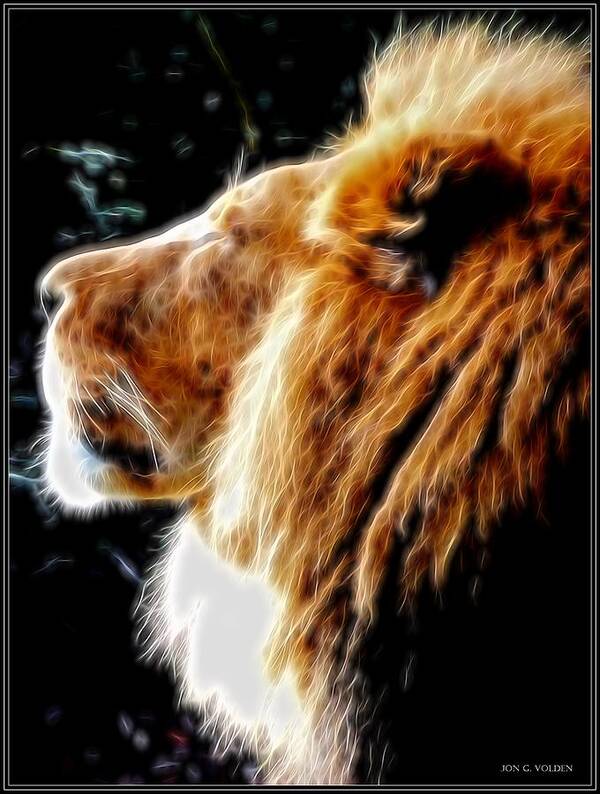 Lion Poster featuring the photograph The King of Beasts by Jon Volden