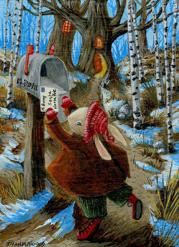 Bunny Poster featuring the painting The Letter to Santa by Jacquelin L Westerman
