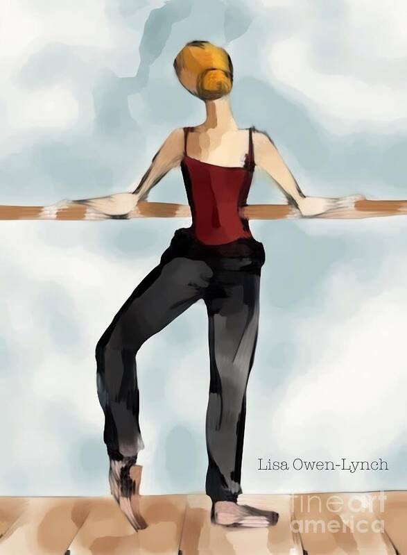 This Is An Image Of A Dancer Warming Up For Class At The Barre. Poster featuring the digital art The Local Barre by Lisa Owen
