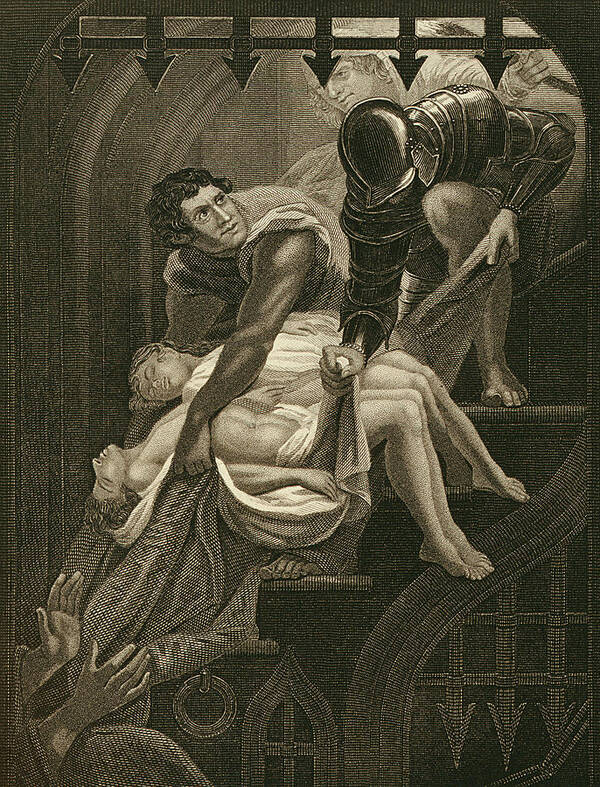 Male Poster featuring the drawing The Murder Of The Two Princes by James Northcote