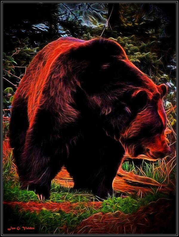 Grizzly Poster featuring the painting The Mystic Grizzly Bear by Jon Volden