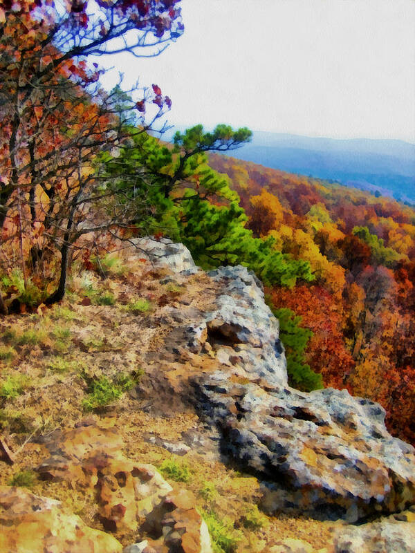 Ozarks Poster featuring the digital art The Ozarks in Autumn by Ann Powell