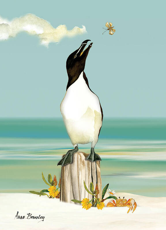 Razorbill Poster featuring the painting The Penguin has Landed by Anne Beverley-Stamps