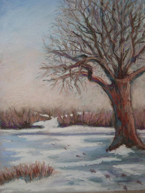 Winter Landscape Poster featuring the pastel The Quiet After by Edy Ottesen