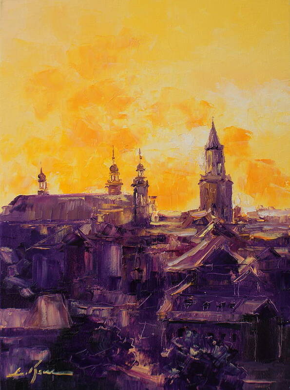 Lublin Poster featuring the painting The Roofs of Lublin by Luke Karcz
