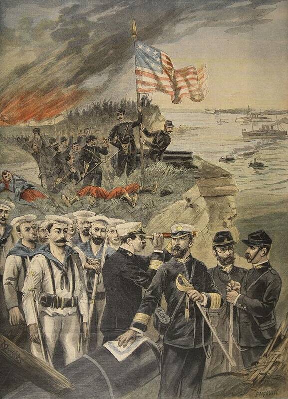 Cuba Poster featuring the drawing The Spanish American War Landing by French School