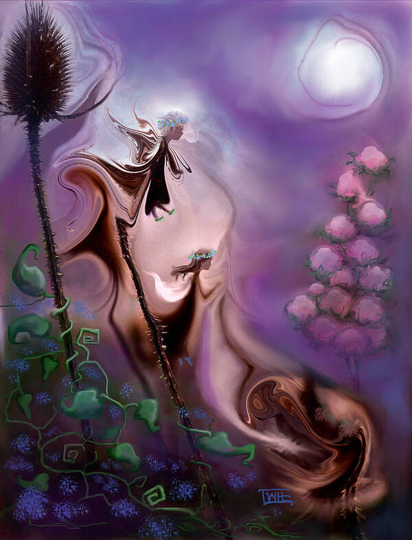 Fairies Poster featuring the photograph Thistle Fairies by Moonlight by Terry Webb Harshman