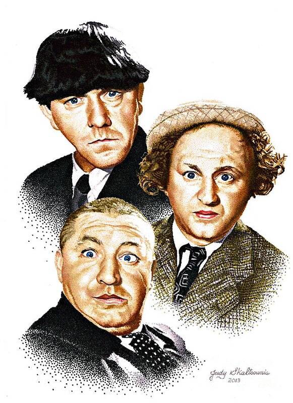 Celebrities Poster featuring the drawing Three Stooges by Judy Skaltsounis