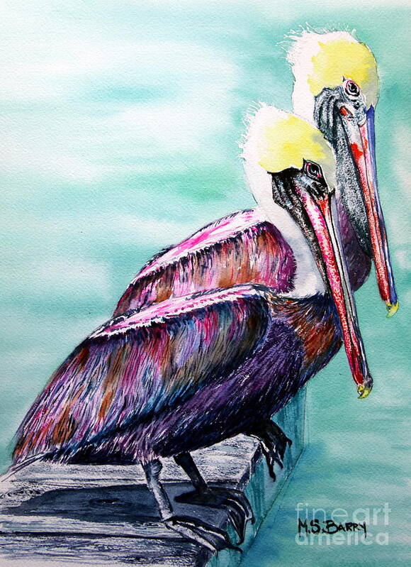 Pelicans Poster featuring the painting Till Death Do Us Part by Maria Barry