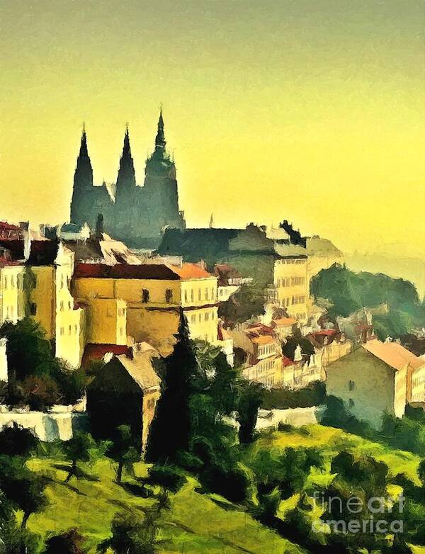 Prague Poster featuring the mixed media To Prague with love... by Binka Kirova